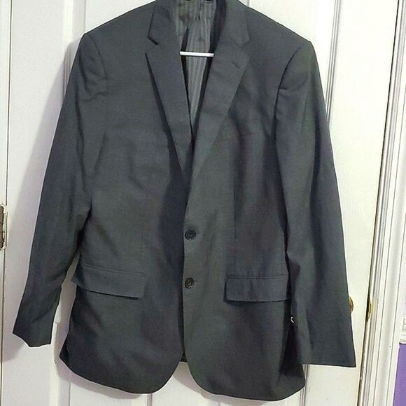 Banana Republic BR Monogram Charcoal Slim Fit Double Bent Italian Wool Blazer - Picture 3 of 13